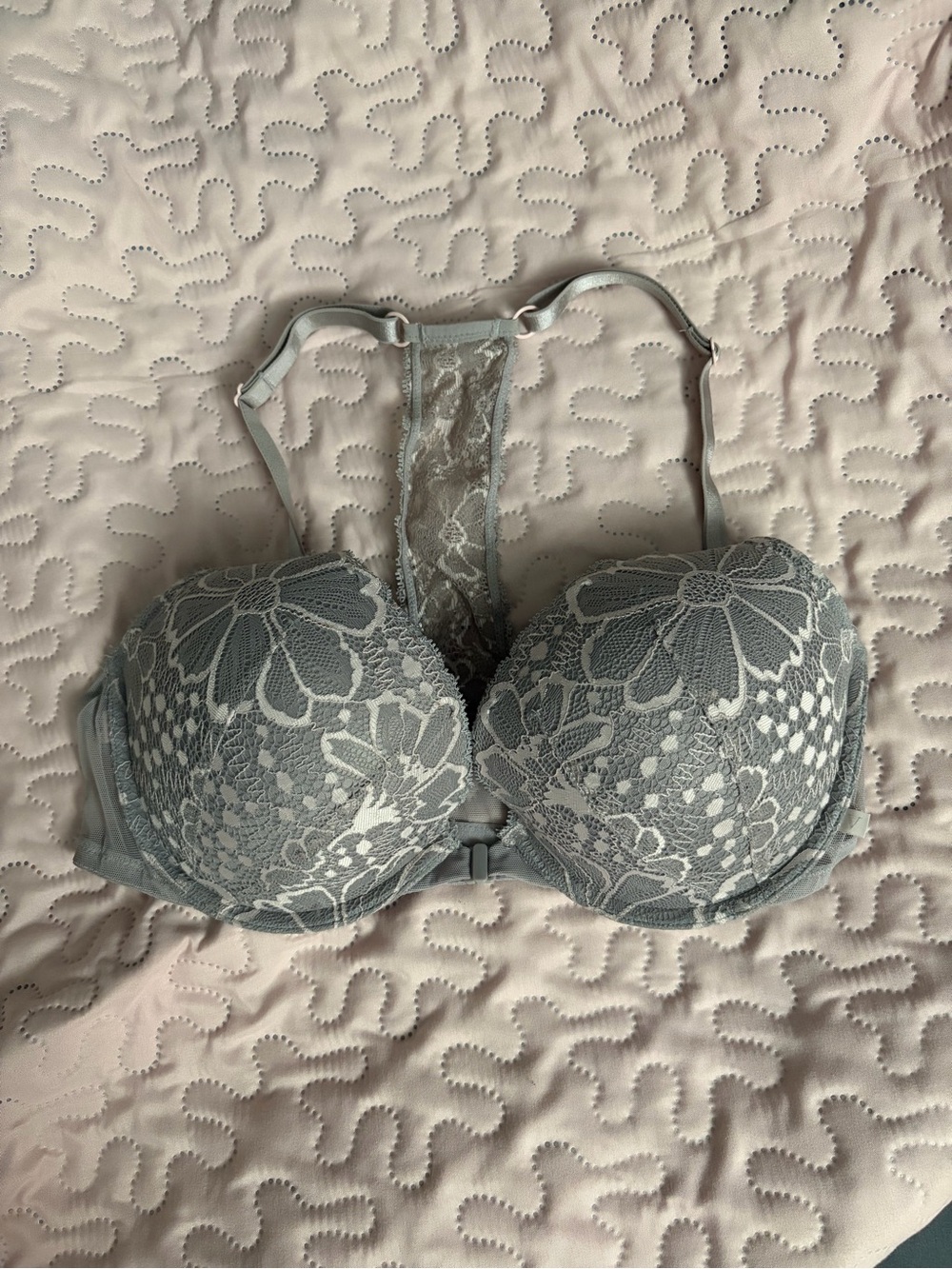 Victoria’s Secret Lace Racerback Push-Up Bra - Gray 38C